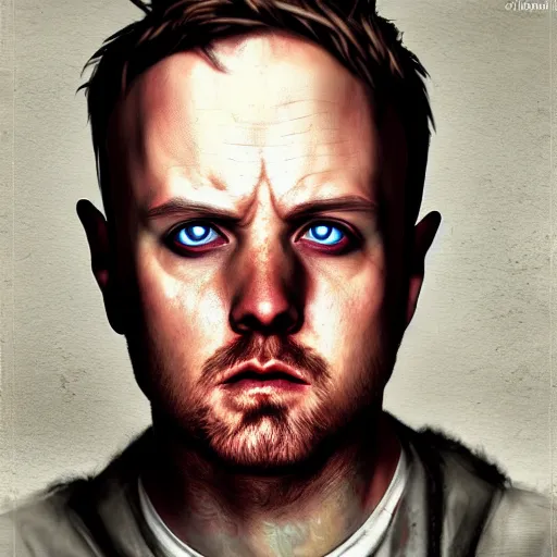 Prompt: Jesse Pinkman, full body shot, zombie killer, butcher, portrait, fantasy, beautiful face, medieval, vivid colors, elegant, concept art, sharp focus, digital art, Hyper-realistic, 4K, Unreal Engine, Highly Detailed, HD, Dramatic Lighting by Brom, trending on Artstation