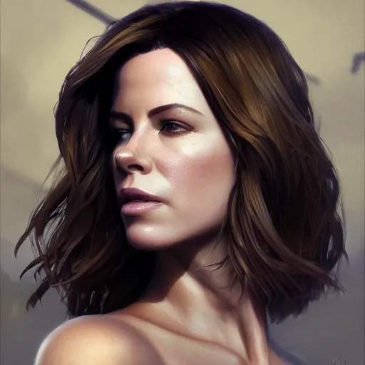 Image similar to highly detailed portrait kate beckinsale in gta v, stephen bliss, unreal engine, fantasy art by greg rutkowski, loish, rhads, ferdinand knab, makoto shinkai and lois van baarle, ilya kuvshinov, rossdraws, tom bagshaw, global illumination, radiant light, detailed and intricate environment