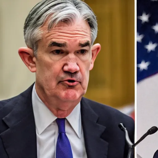 Image similar to jerome powell debating jerome powell in front of congress