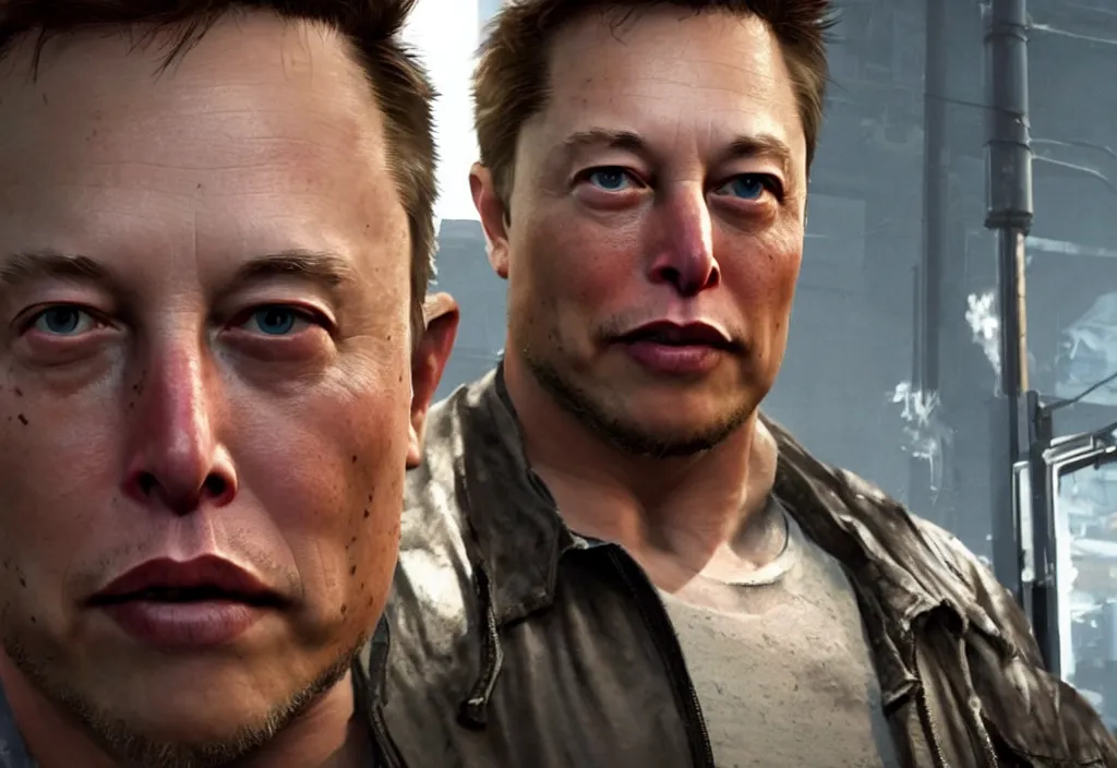 Image similar to a screenshot of elon musk in the video game in the last of us. close up, 3 d rendering. unreal engine. amazing likeness. very detailed.