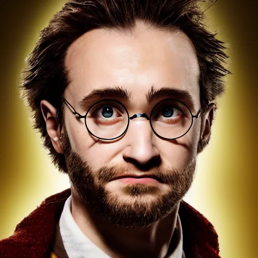 Image similar to a portrait of harry potter with a hairy forehead, photorealistic, highly detailed, professional photo, studio lighting, 4K HD