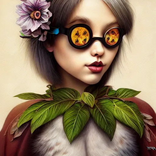 Image similar to Forestpunk cat portrait Pixar style, by Tristan Eaton Stanley Artgerm and Tom Bagshaw