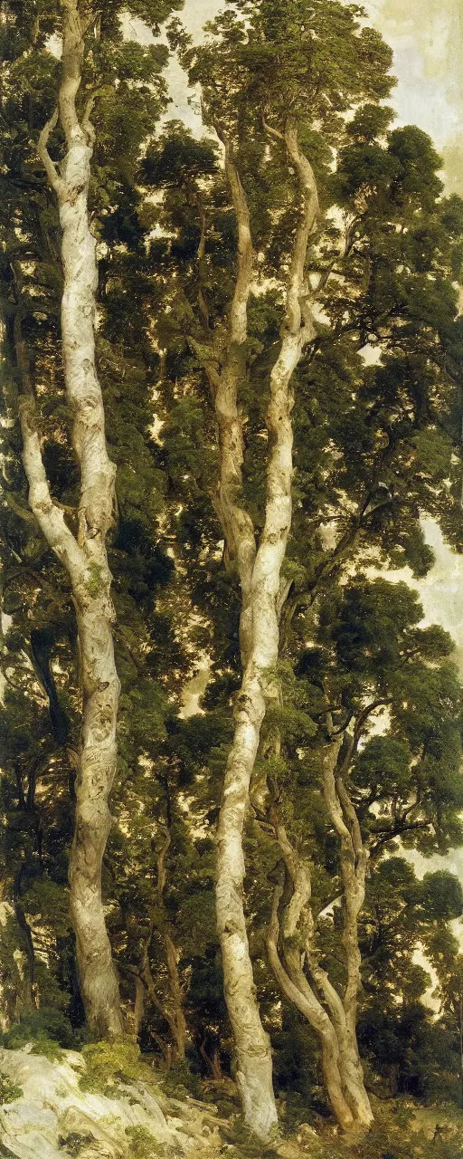 Image similar to atlas textures of trees, white background eugene von guerard, ivan shishkin, john singer sargent