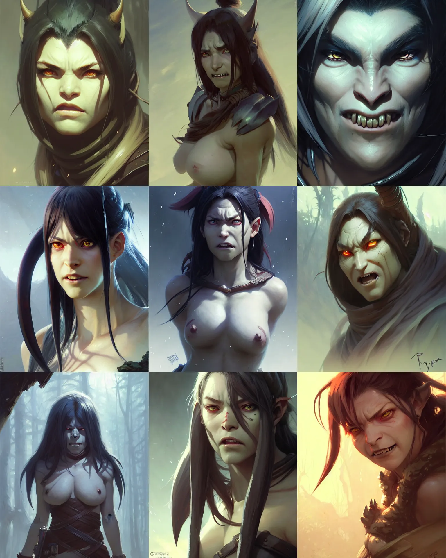 Prompt: a female orc with large tusks | | very anime, fine - face, pretty face, realistic shaded perfect face, fine details. anime. realistic shaded lighting poster by greg rutkowski, magali villeneuve, artgerm, jeremy lipkin and michael garmash and rob rey