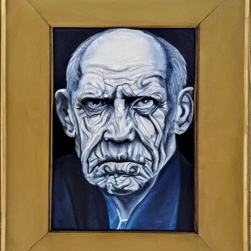 Prompt: a painting of an old man with scary eyes