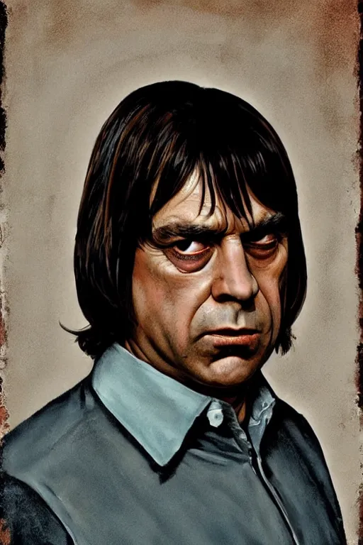 Image similar to Anton Chigurh from the movie No Country for Old Men painted by Norman Rockwell