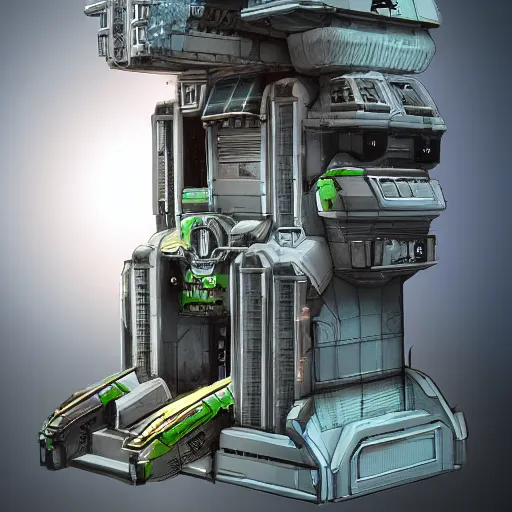 Image similar to one kitbash building scifi, modular, concept art, high details