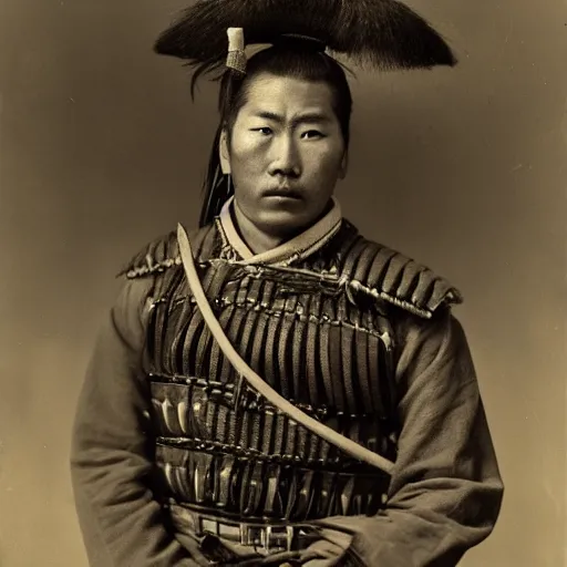 Prompt: portrait of a apache samurai soldier