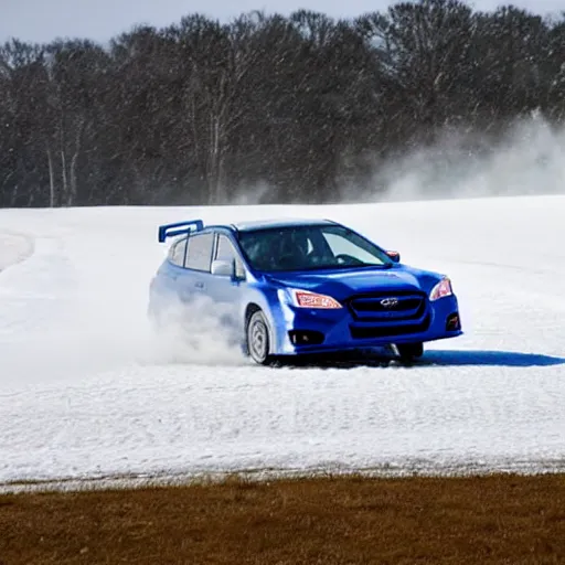 Prompt: subaru drifting in snow