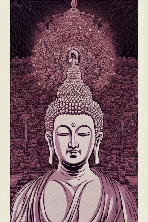 Image similar to colorful!!! sideview of buddha jesus by laurie greasley and hans bellmer, ( ( etching by gustave dore ) ), ultraclear intricate, sharp focus, highly detailed digital painting illustration, concept art, masterpiece