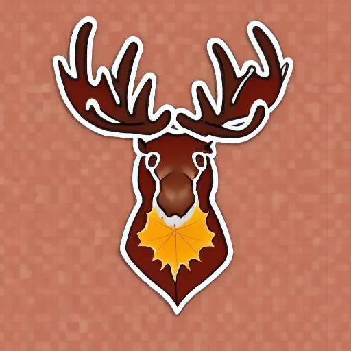 Image similar to a moose with maple leaf antlers logo, fall colors, logo