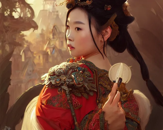 Image similar to photography of hong kong actress barbara yung dressed as dongfang bubai, deep focus, d & d, fantasy, intricate, elegant, highly detailed, digital painting, artstation, concept art, matte, sharp focus, illustration, hearthstone, art by artgerm and greg rutkowski and alphonse mucha