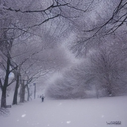 Image similar to mystic winter landscape by yoshitaka amano