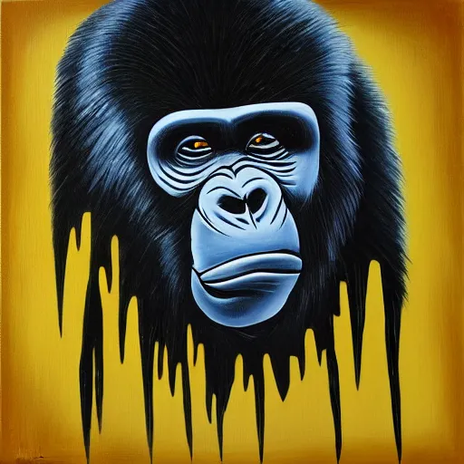 Prompt: gorilla painting, style of ad nauseam album cover