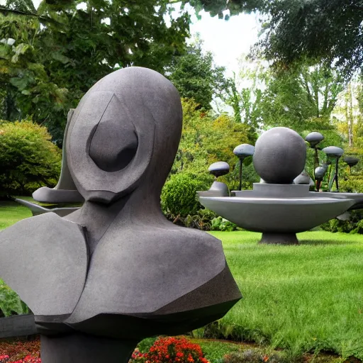 Prompt: a sculpture garden