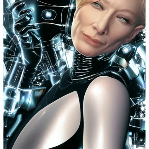 Image similar to cate blanchett as an android by hajime sorayama