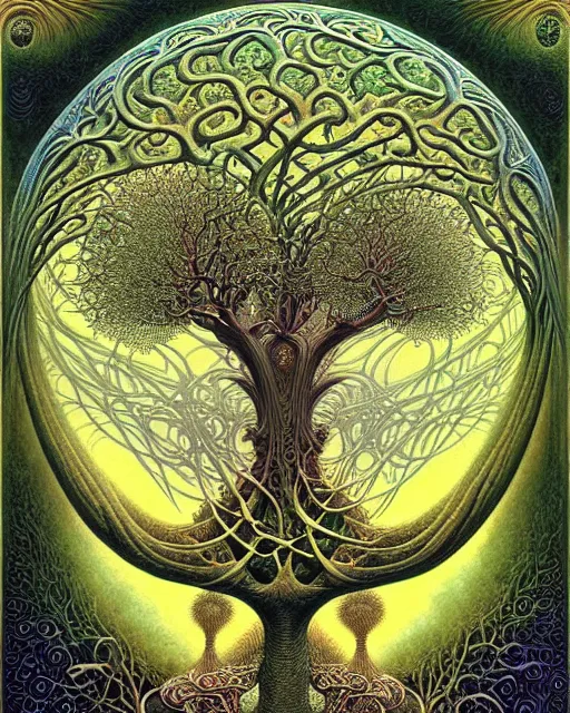 Image similar to tree of life by roger dean and andrew ferez, art forms of nature by ernst haeckel, divine chaos engine, symbolist, visionary, art nouveau, botanical fractal structures, organic, detailed, realistic, surreality