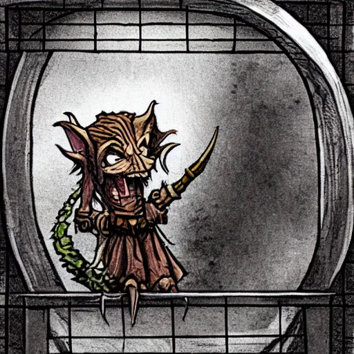 Image similar to goblin in a jail, fantasy style art