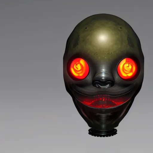 Image similar to a cyborg synthesizer alien face closeup, fisheye lens, detailed unreal engine 5 render