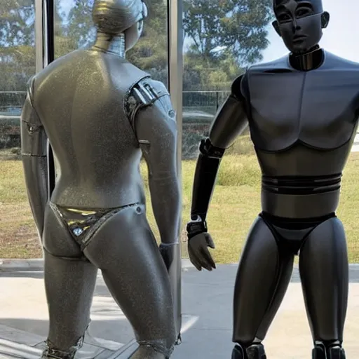 Image similar to a realistic detailed photo of a guy who is an attractive humanoid who is half robot and half humanoid, who is a male android, wrestler nick suriano, shiny skin, posing like a statue, blank stare, by the pool, on display, showing off his muscles, humanoid robot, frozen ice statue