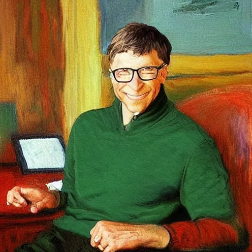 Prompt: Buff Bill Gates, painting by Monet