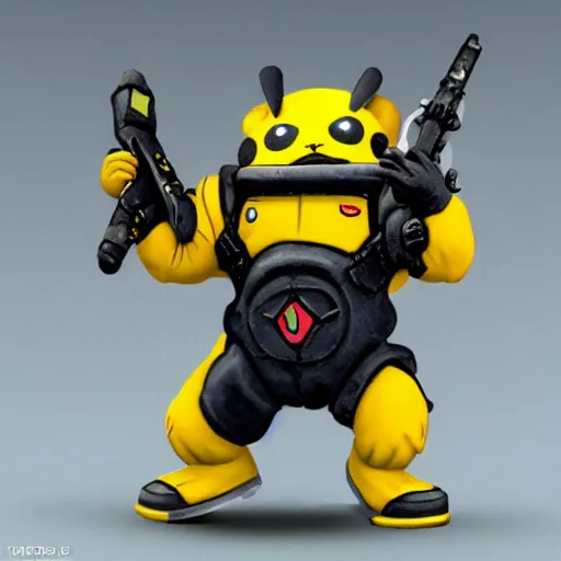 Prompt: pikachu in space marine power armor from warhammer 4 0 k