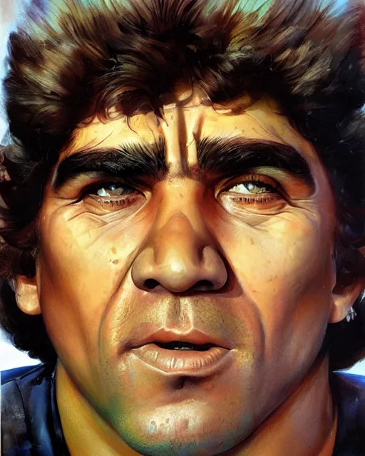 Image similar to face portrait, diego armando maradona by peter andrew jones!!!!!!!!, by roger dean, hd, hyper detailed, 4 k