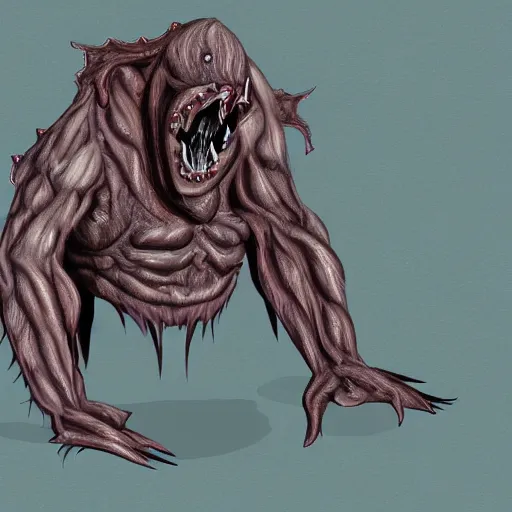 Prompt: a horrifying monster, digital art,