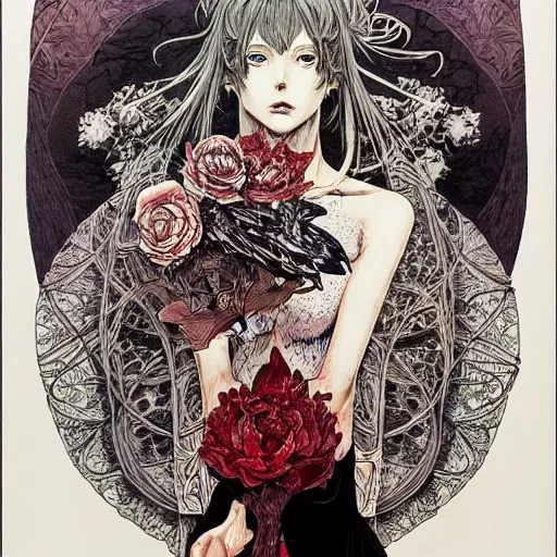 Image similar to prompt: Portrait painted in Frank frazzeta style drawn by Vania Zouravliov and Takato Yamamoto, inspired by Fables, intricate acrylic gouache painting, high detail, sharp high detail, manga and anime 2000