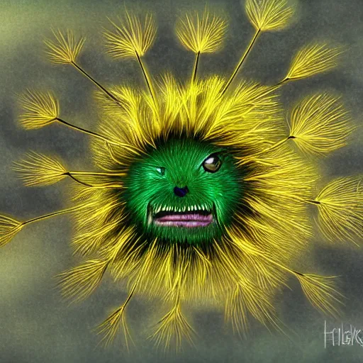 Image similar to A humanoid dandelion monster, highly detailed, digital art, sharp focus, trending on art station, plant, anime art style