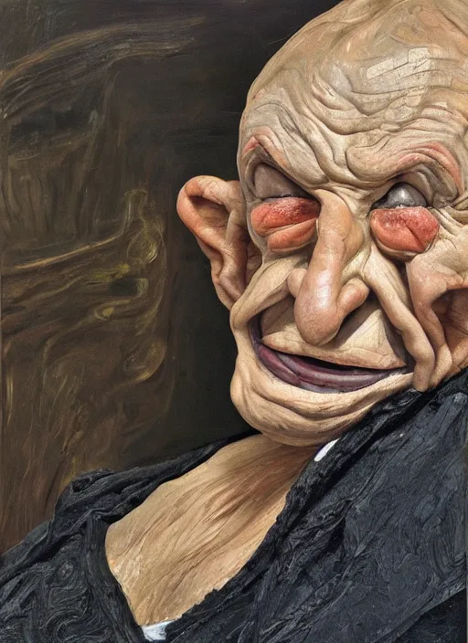 Prompt: Real life Trollface, painted by Lucian Freud, highly detailed, 8k