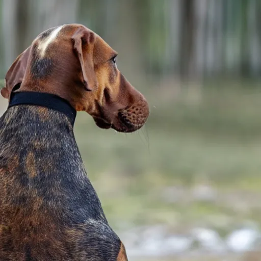 Prompt: a back view of a hunting hound,