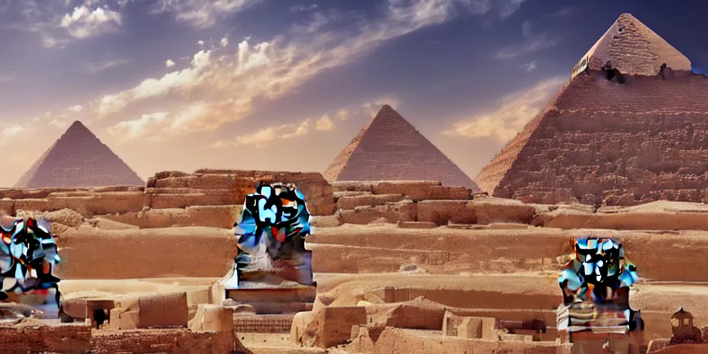 Image similar to a stunning egyptian landscape with sphinx by makoto shinkai