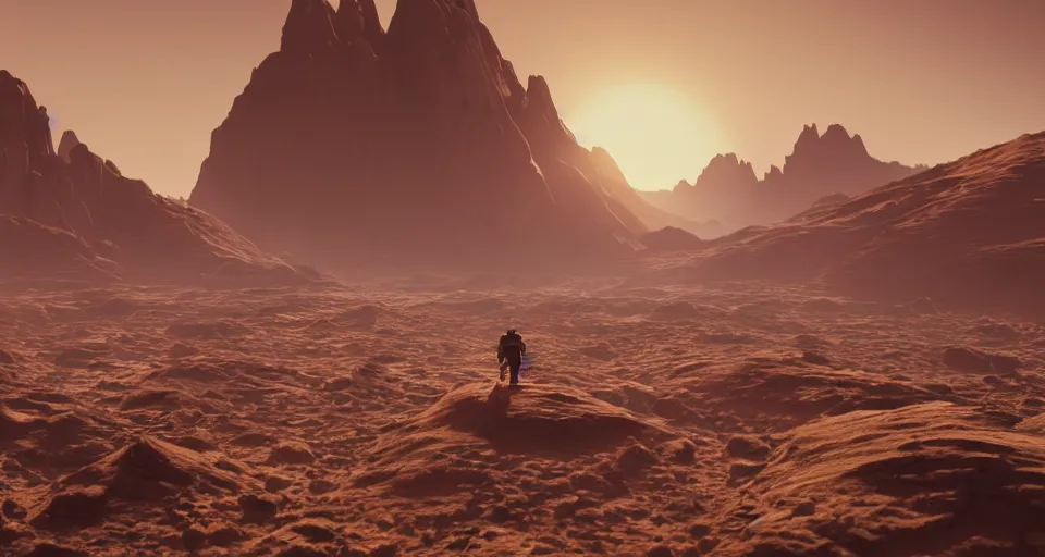 Prompt: an image of a distant desert brown planet with continents , concept art, high detail, intimidating, cinematic, Artstation trending, octane render