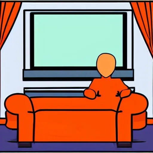 Prompt: a carrot sitting on the sofa and watching TV, cartoon