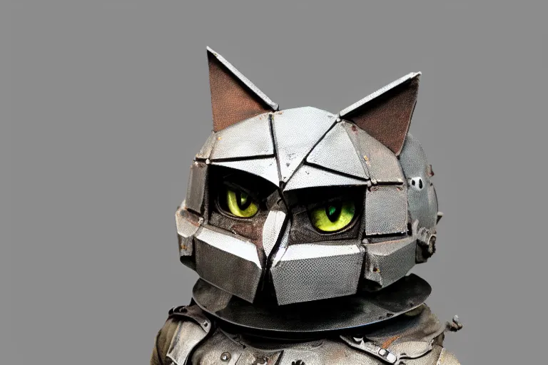 Prompt: armored cat, gurney