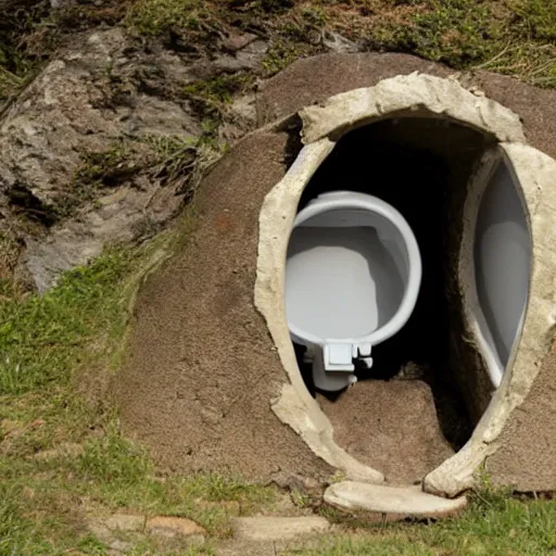 Prompt: Toilet from the stone age