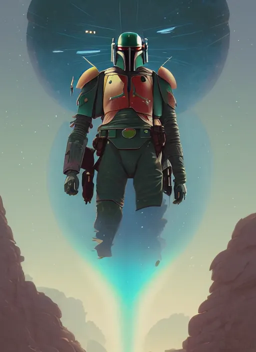 Prompt: symmetry! highly detailed portrait of boba fett, shallow focus!!!. fantasy art by greg rutkowski, loish, rhads, ferdinand knab, makoto shinkai and lois van baarle, ilya kuvshinov, rossdraws, tom bagshaw, alphonse mucha, global illumination, radiant light, space station.