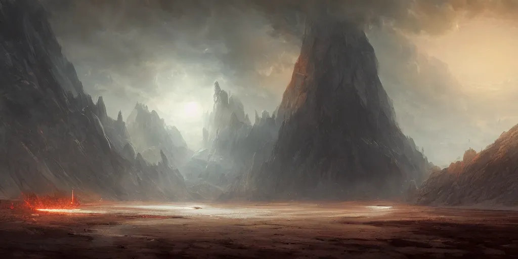 Prompt: a landscape of hell, a fantasy digital painting by greg rutkowski