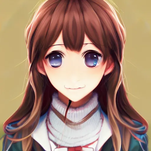 Image similar to full headshot portrait of Monika from Doki Doki Literature Club, drawn by WLOP, by Avetetsuya Studios, anime manga panel, trending on artstation