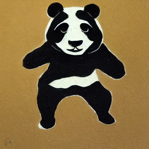 Image similar to a panda in the style of the famous artist