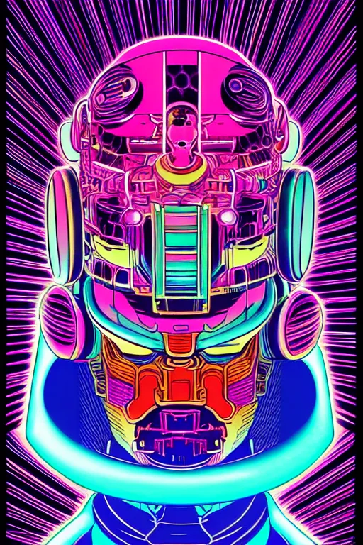 Prompt: Psychedelic Neon Japanese Portrait of Galactus by Laurie Greasley