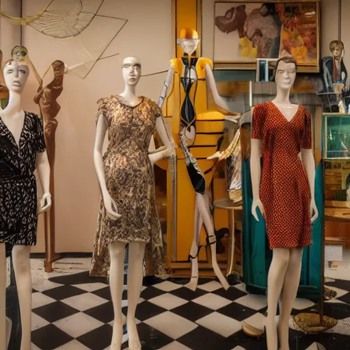 Art Deco mannequins in an Art Nouveau themed shop, | Stable Diffusion ...