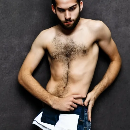 Image similar to high-resolution photograph of a lad showing off his hairy armpits