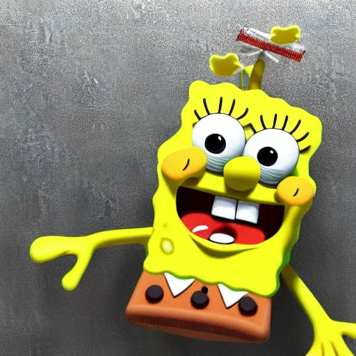 Prompt: 3 d render spongebob