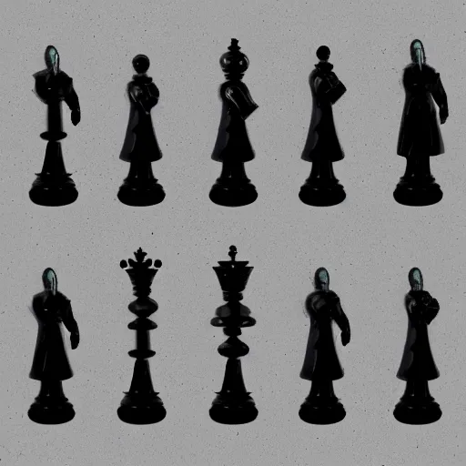 Prompt: the matrix characters as chess pieces