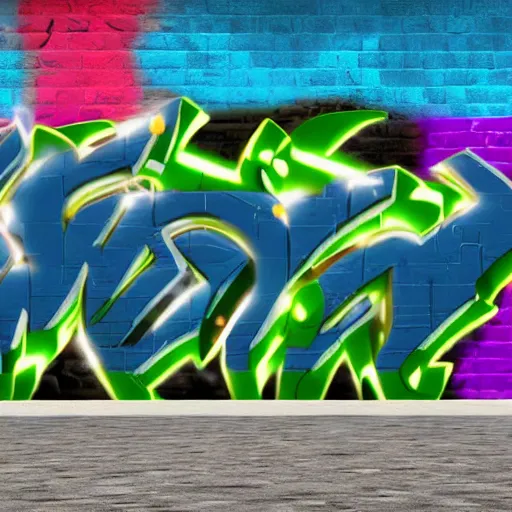 Prompt: 3 d render graffiti of the word : mvin