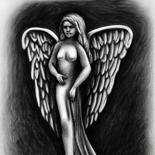 Image similar to gothic angel charcoal sketch by master artist