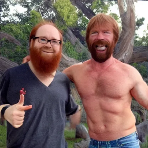 Image similar to jesse cox as a centaur with chuck norris!