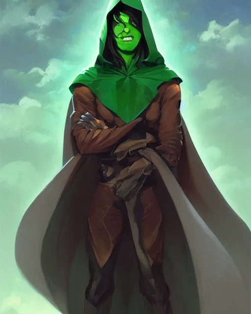 Prompt: a handsome man with dark medium long hair in curtain, he wears a green cape with hood off, game design fanart by concept artist gervasio canda, behance hd by jesper ejsing, by rhads, makoto shinkai and lois van baarle, ilya kuvshinov